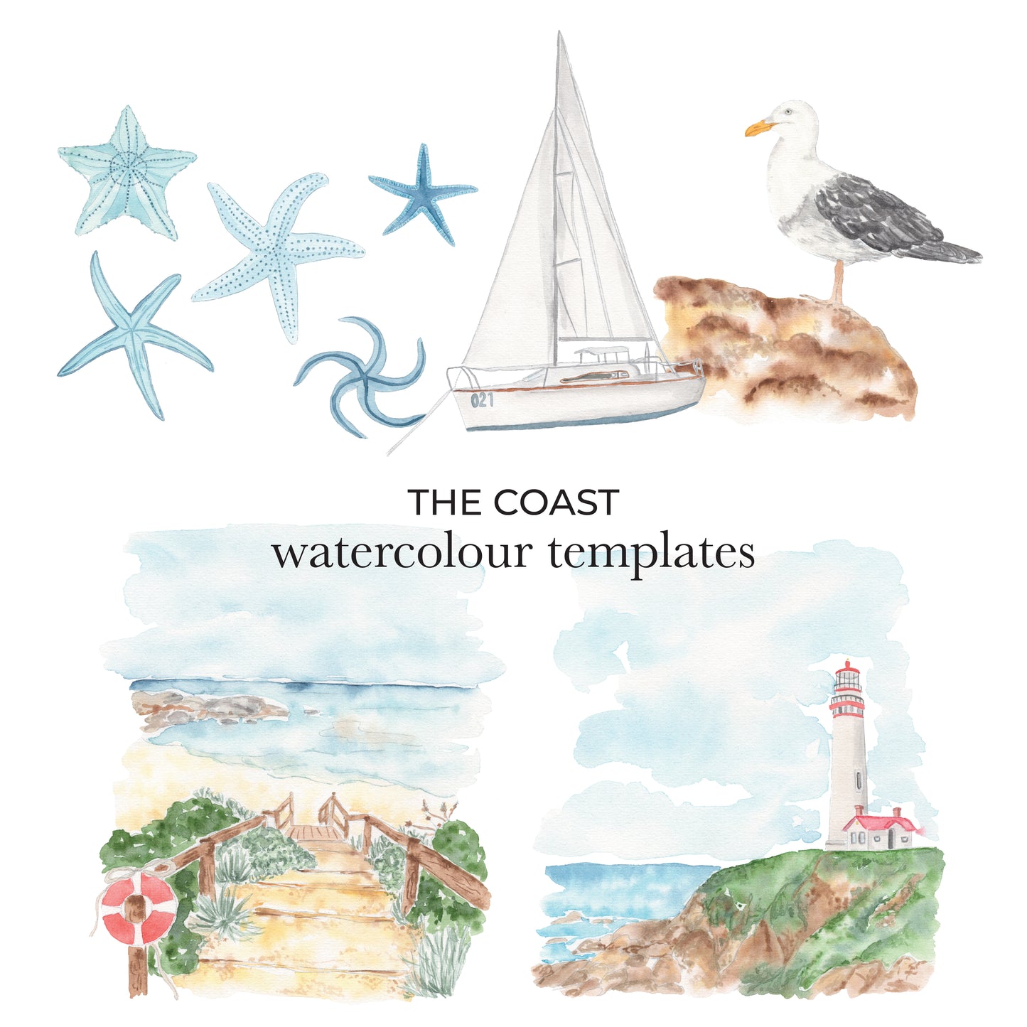 Watercolour Templates - The Coast (2)