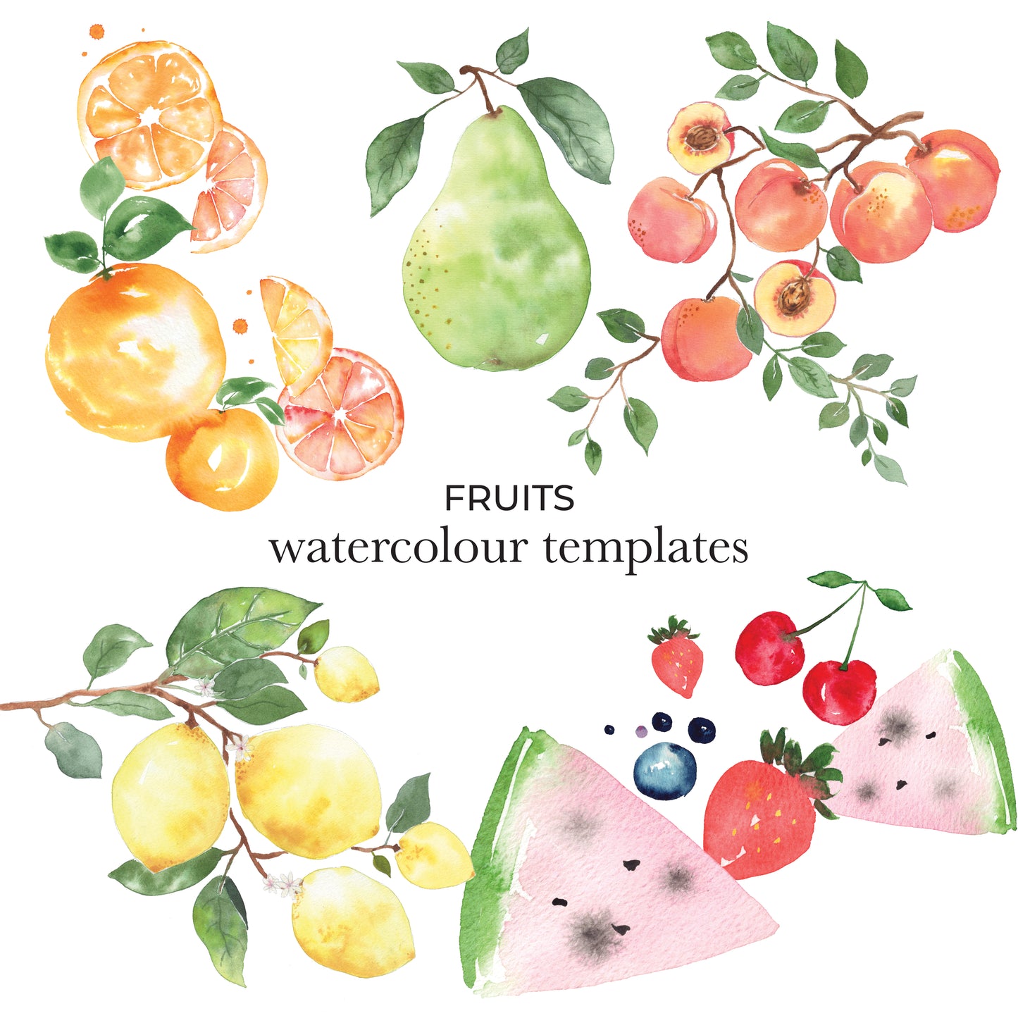 Watercolour Templates - Fruits (2)