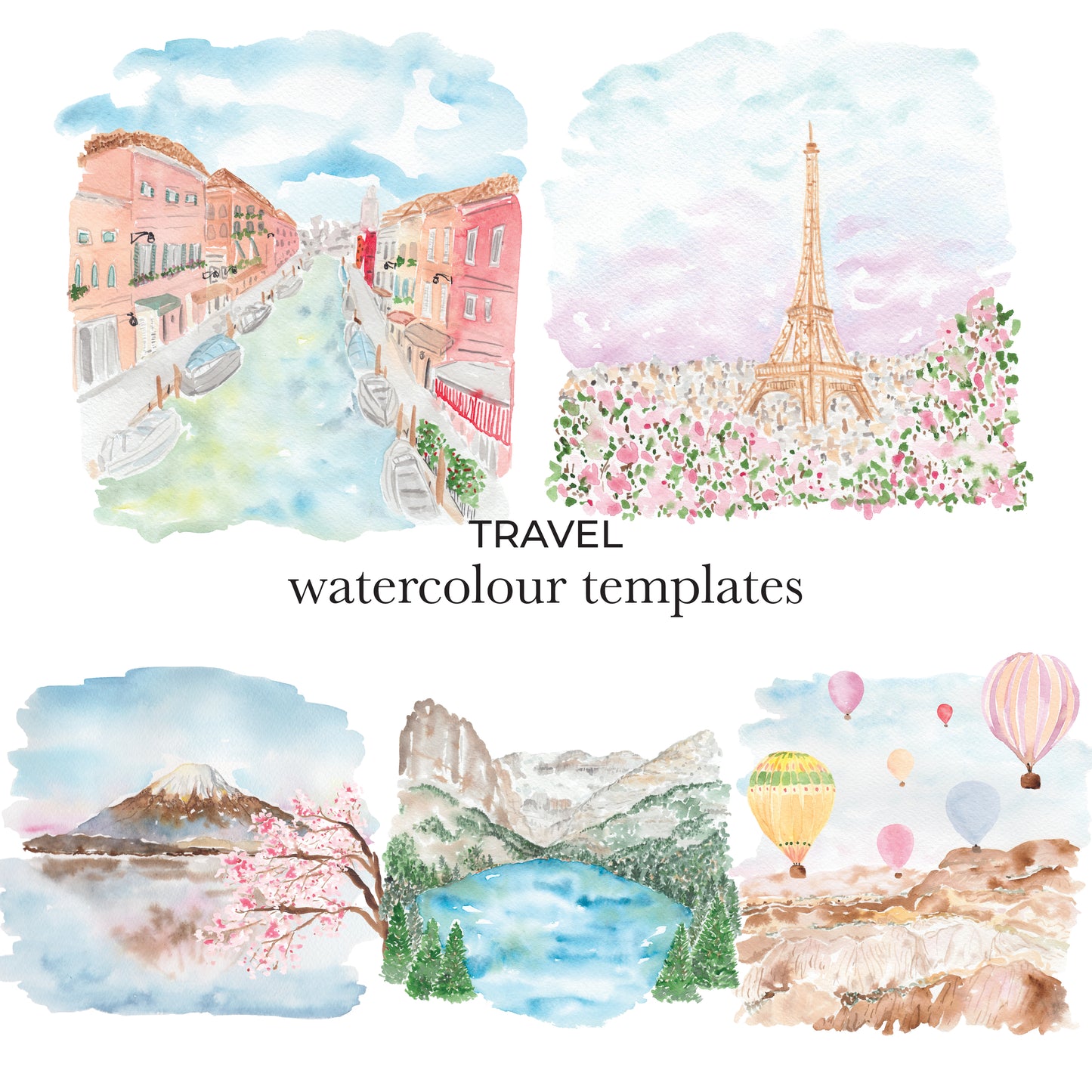 Watercolour Templates - Travel (2)