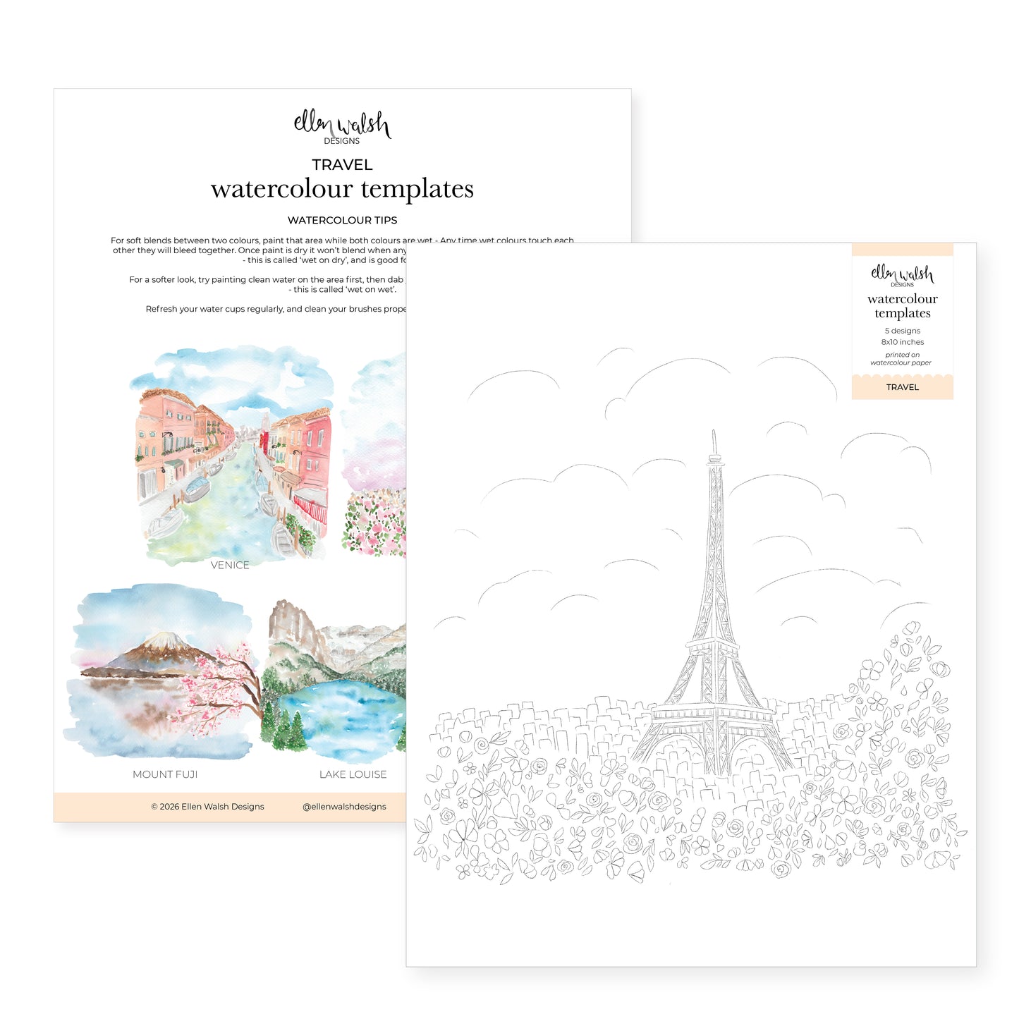 Watercolour Templates - Travel (2)